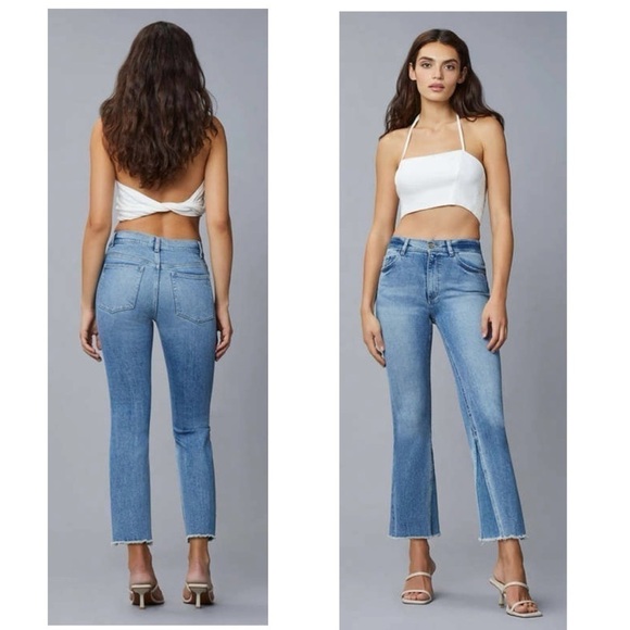 DL 1961 BRIDGET BOOT CROPPED HIGH RISE INTRASCULPT DENIM DARK SEA VIEW Size 25 - Picture 2 of 9